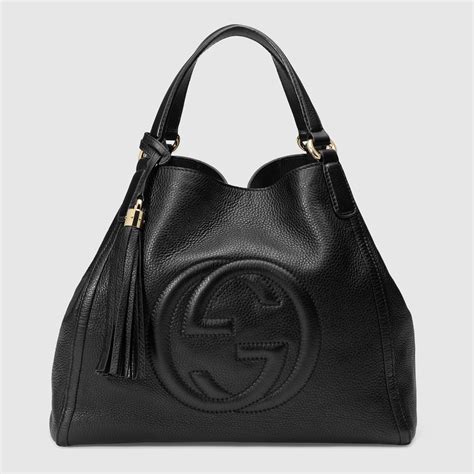 gucci soho black leather tote|gucci large soho tote.